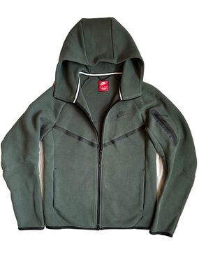 Nike Tech Fleece Windrunner in Olive Green Full-Zip Hoodie Men’s XS fits kids L